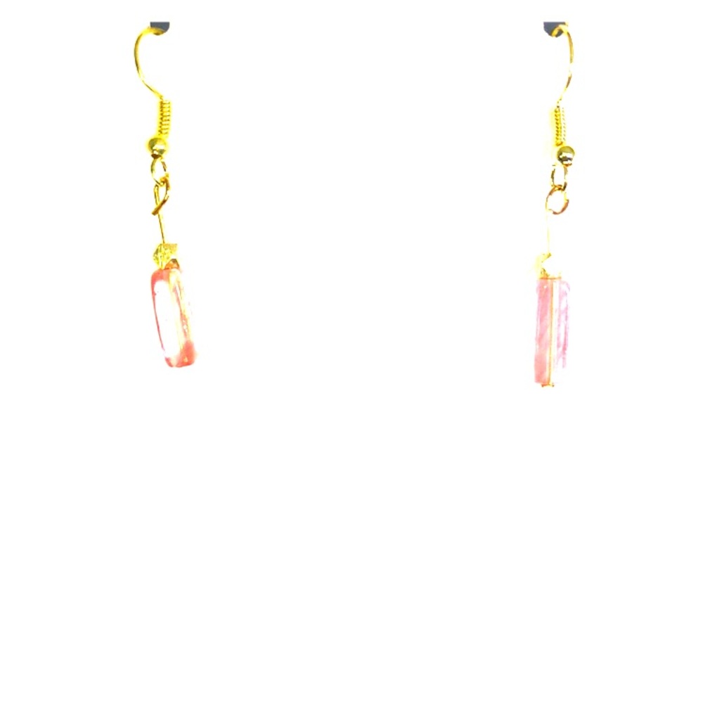 Star Crafts Rose Quartz Earrings with Gold Beads